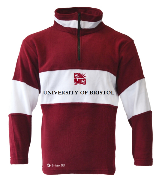 Bristol Logo 1/4 Zip Fleece - Burgundy/White