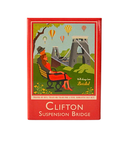 Clare Phillips Fridge Magnet - Clifton Suspension Bridge Sitting in Red Frame
