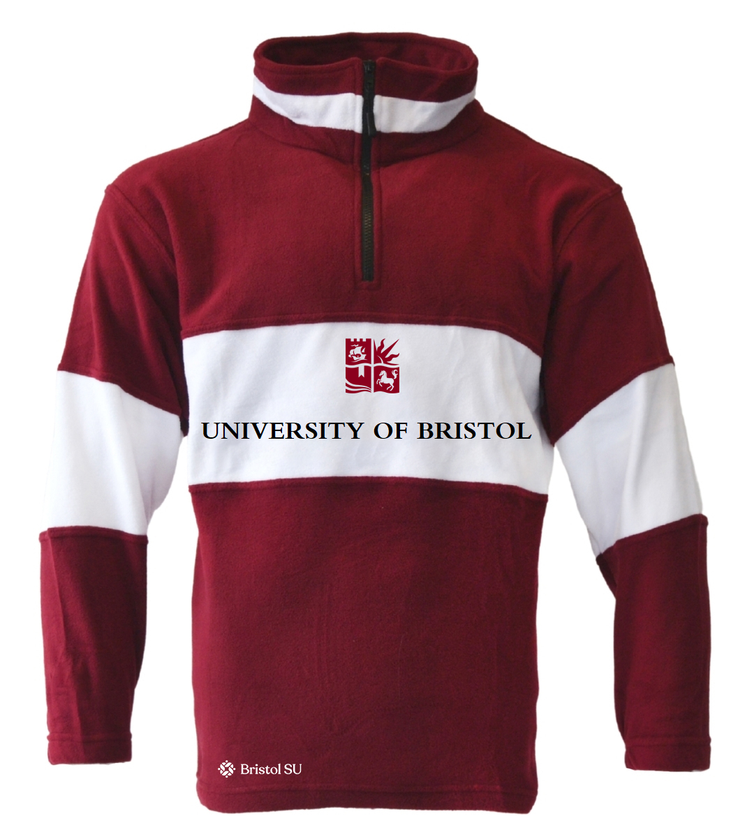 Bristol Logo 1/4 Zip Fleece - Burgundy/White – Bristol SU Shop