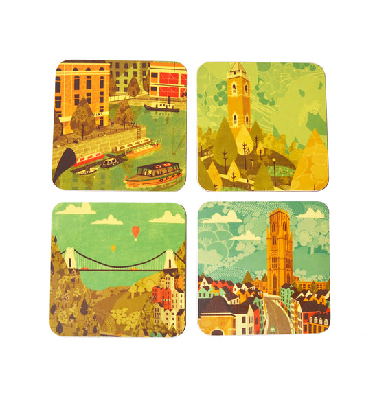 Emy Lou Holmes Bristol Coasters - (Red set of 4)