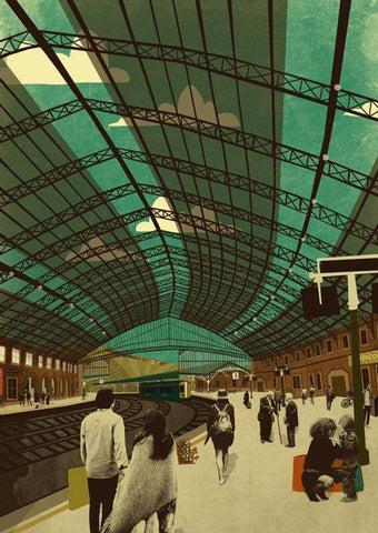 Emy Lou Holmes Greetings Card - Temple Meads Station