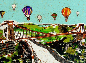 Emmeline Simpson Greetings Card - Balloons Over the Bridge
